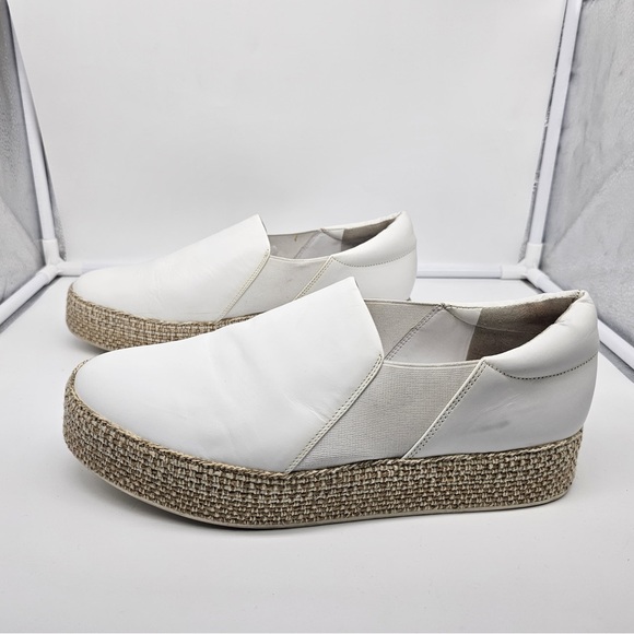 VINCE Wilden White Leather Espadrille Slip-On Flatform Loafers Sneakers sz 40 - Picture 9 of 13
